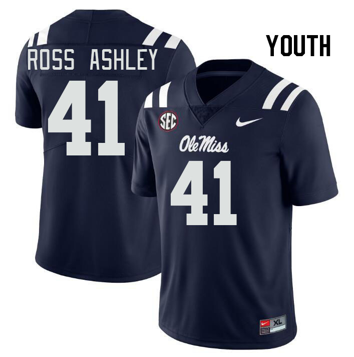 Youth #41 John Ross Ashley Ole Miss Rebels College Football Jerseys Stitched Sale-Navy - Click Image to Close